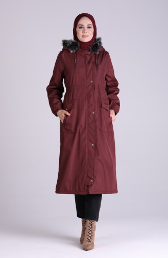 Fur Hooded Coat 9055-05 Damson 9055-05
