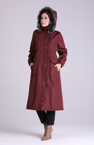 Fur Hooded Coat 9055-05 Damson 9055-05