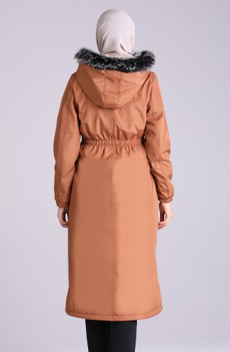 Fur Hooded Coat 9055-06 Caramel 9055-06