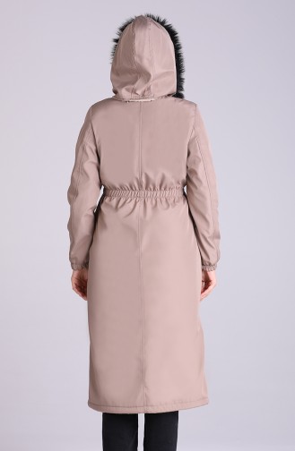 Fur Hooded Coat 9055-07 Beige 9055-07