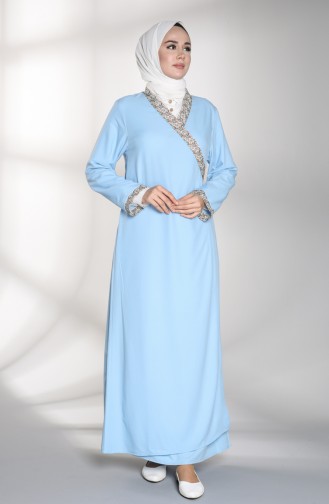 Yandan Bağlamalı Namaz Elbisesi 1001B-02 Bebek Mavisi