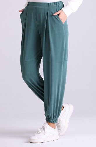 Modal Kumaş Lastikli Pantolon 1315-03 Yeşil