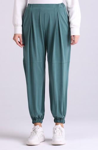 Modal Kumaş Lastikli Pantolon 1315-03 Yeşil