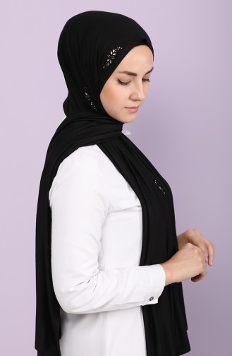 Likrali Sandy Taşlı Şal 23050000-01 Siyah