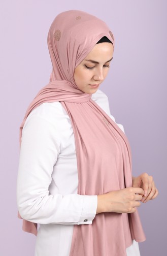 Likralı Sembol Taşlı Şal 23060000-05 Koyu Pudra