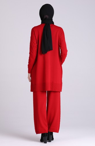 Triko Tunik Pantolon İkili Takım 1490-02 Kırmızı