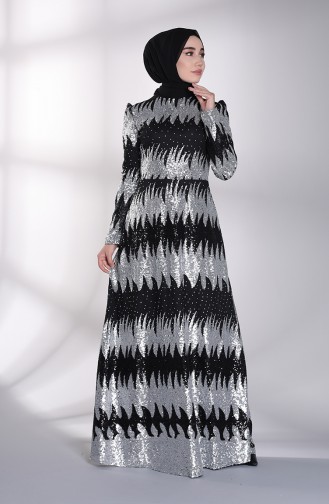 Grau Hijab-Abendkleider 7275-03