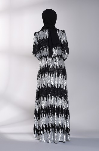 Sequined Evening Dress 7275-03 Gray 7275-03