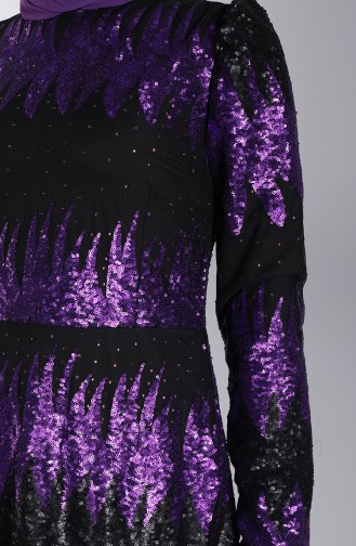Sequined Evening Dress 7275-05 Purple 7275-05