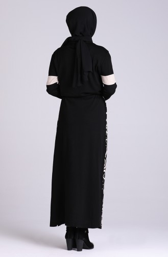 Schwarz Hijab Kleider 4003-07
