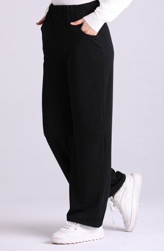 Flared Trousers with Pockets 9012a-02 Black 9012A-02
