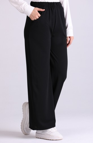 Flared Trousers with Pockets 9012a-02 Black 9012A-02