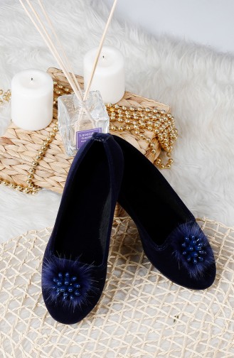Navy Blue House Shoes 0178-02