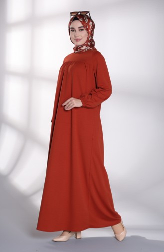 Ziegelrot Hijab Kleider 8146-01
