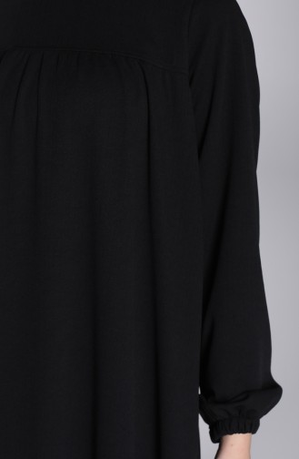 Kolu Lastikli Örme Elbise 8146-02 Siyah
