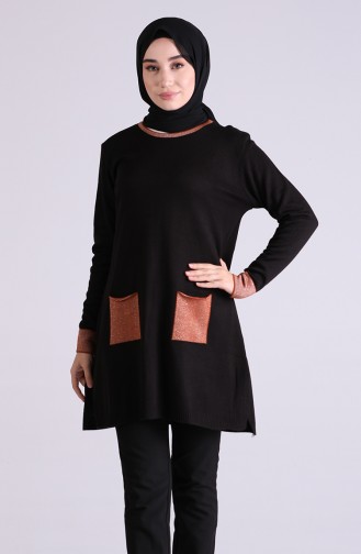 Triko Cepli Tunik 1383-01 Siyah