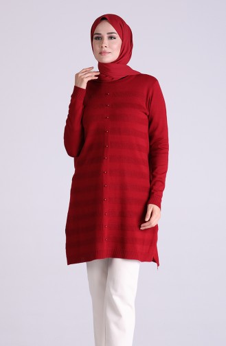 Triko İncili Tunik 1477-06 Bordo