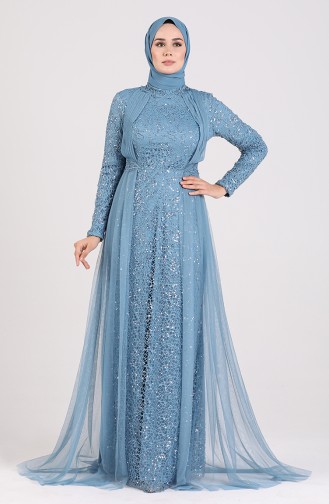 Silvery Evening Dress 5348-09 Indigo 5348-09