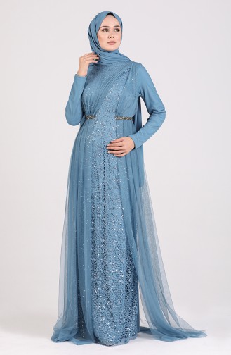 Indigo Hijab-Abendkleider 5388-02