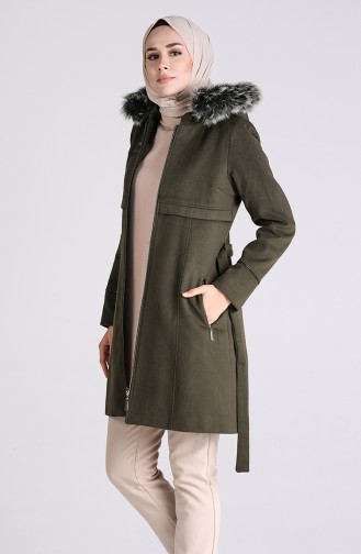 Kürklü Kaşe Kaban 8103-03 Haki