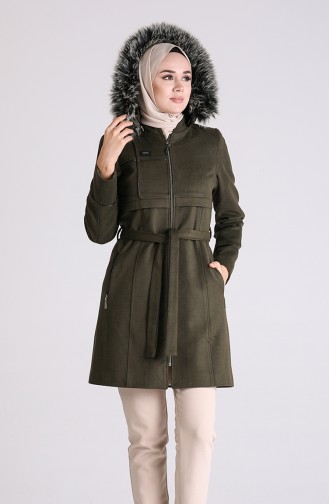 Kürklü Kaşe Kaban 8103-03 Haki