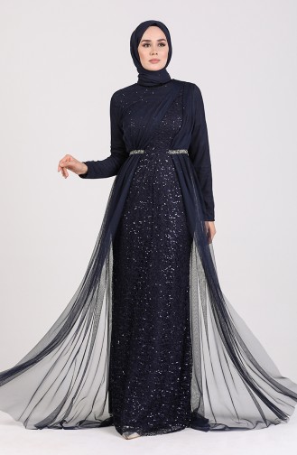 Dunkelblau Hijab-Abendkleider 5388-06