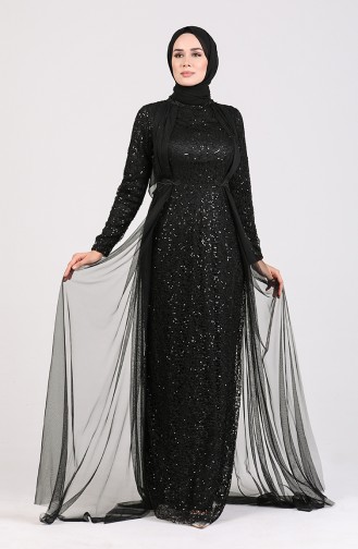 Schwarz Hijab-Abendkleider 5348-02