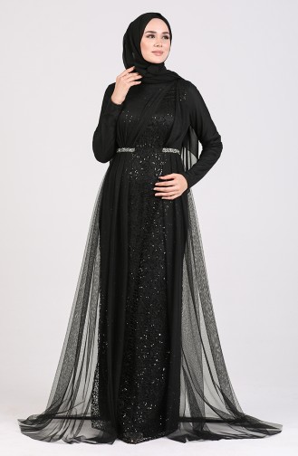 Schwarz Hijab-Abendkleider 5388-01