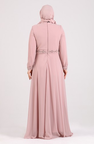 Beige-Rose Hijab-Abendkleider 1555-09