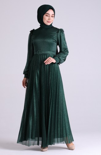Emerald Green Hijab Evening Dress 1009-01