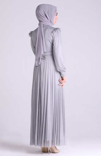 Grau Hijab-Abendkleider 1009-03