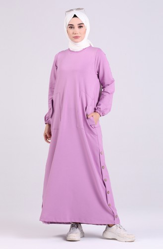 Two-thread Button Detailed Dress 8113-03 Lilac 8113-03
