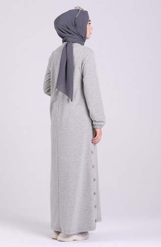 Grau Hijab Kleider 8113-04