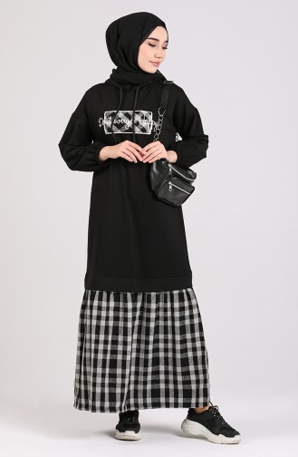 Grau Hijab Kleider 8129-01