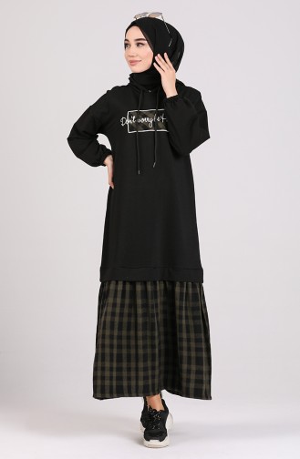 Khaki Hijab Kleider 8129-02