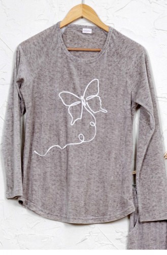 Vienetta Elastan Kadife Pijama Takım 50740000 Kahverengı