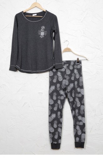 Vienetta Elastan Pamuk Pijama Takım 9040943264 Antrasıt