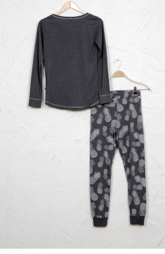 Vienetta Elastan Pamuk Pijama Takım 9040943264 Antrasıt