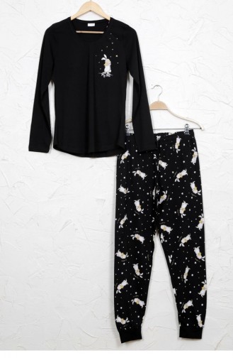 Vienetta Pamuk Pijama Takım 9050704849 Sıyah