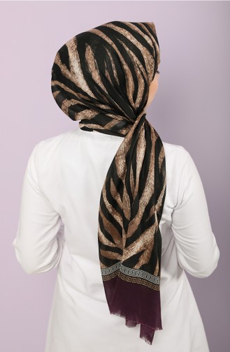 Zebra Desen Pamuk Şal 2664-04 Mor