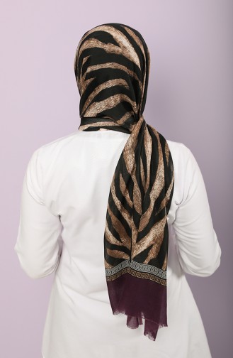 Zebra Desen Pamuk Şal 2664-04 Mor