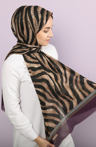 Zebra Desen Pamuk Şal 2664-04 Mor