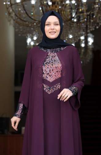 Lila Hijab-Abendkleider 3263-03