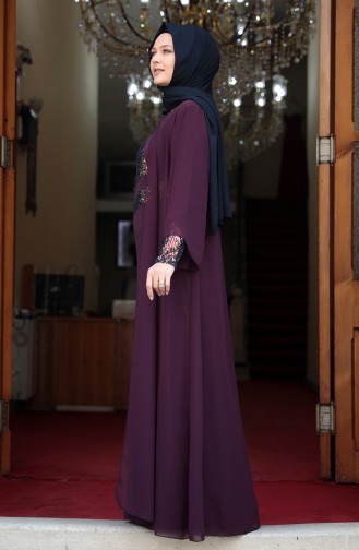 Plus Size Sequined Evening Dress 3263-03 Purple 3263-03