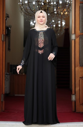 Schwarz Hijab-Abendkleider 3263-04