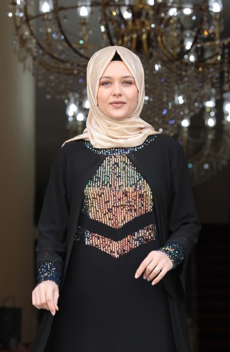 Schwarz Hijab-Abendkleider 3263-04