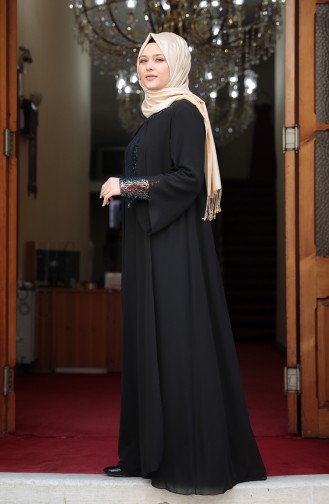 Schwarz Hijab-Abendkleider 3263-04