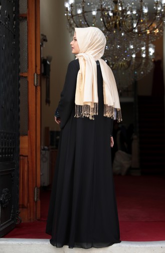 Schwarz Hijab-Abendkleider 3263-04