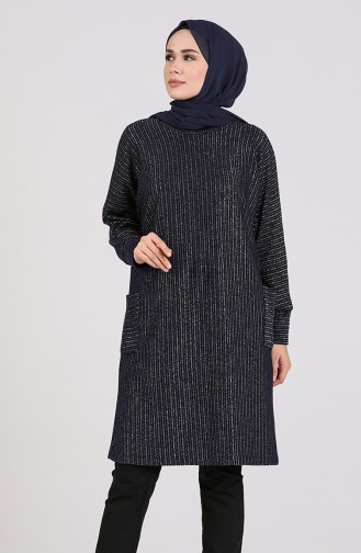 Yarasa Kol Cepli Tunik 4718-04 Lacivert