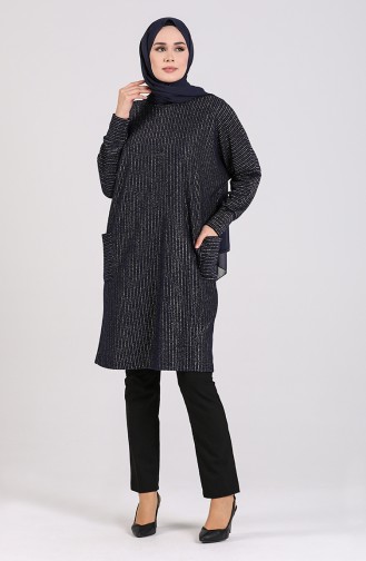 Yarasa Kol Cepli Tunik 4718-04 Lacivert